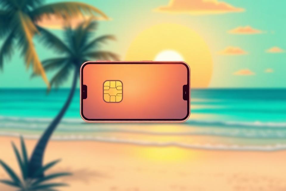 Smartphone with embedded eSIM chip illustration